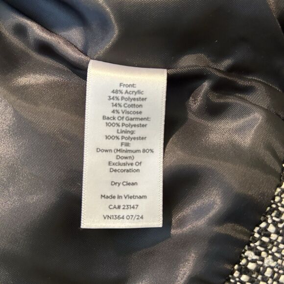 Talbots Down Filled Puffer Quilted Vest SMALL Black White Tweed Fabric Front - Picture 11 of 12